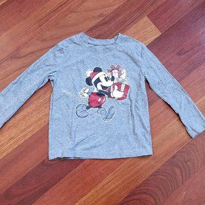 Disney Jumping Beans Gray Long Sleeve Mickey Mouse Christmas Jersey Size 4T